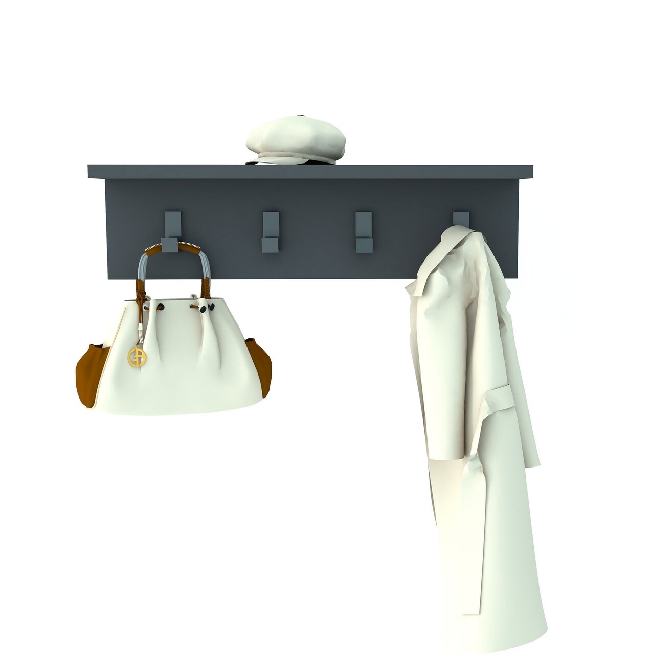Raft pentru perete Ayla, Puqa Design, 60x16,3x14,5 cm, antracit - imagine 5